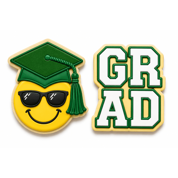 Cool Grad Smiley Face Cookie Cutter & Embosser Set &ndash; 3 Style Options