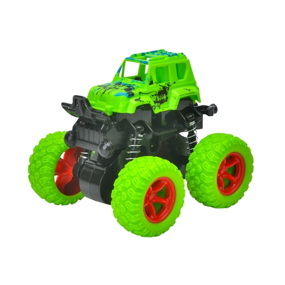 Cool Graffiti Four-Wheel Drive Off-Road Vehicle, Monster Truck, Stunt Toy Vehicle, Simulated Off-Road Vehicle Model, Friction Powered Push and Go Toy Car, Inertia Pull Back, Aged 3 and Above, Green