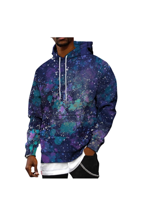 Cool Graphic Hoodies for Men Young Mens Hoodies Pullover Graphic Hoodie Mens Hooded Sweatshirt Relaxed Fit Long Sleeve Drawstring Casual Drop Shoulder Clothes for Teens Youth 6Xl Blue