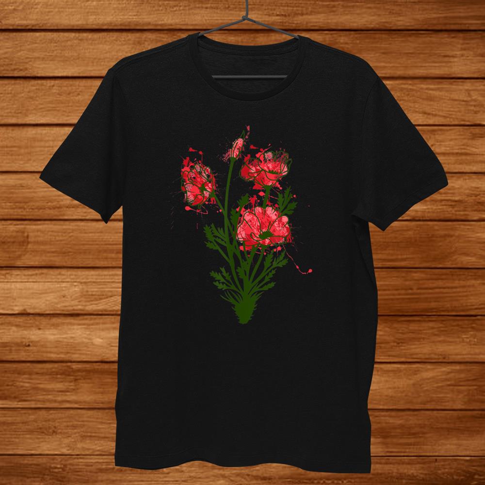 Cool Graphical Red Poppies Water Color Flowers Shirt, Unisex Up To