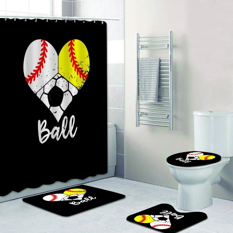 Cool Grass Soccer Field Football Shower Curtain Set for Bathroom Sport Cool Grass Soccer Field Football Shower Curtain Set for Bathroom Sport