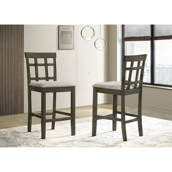 Cool Gray Counter Height Dining Chairs With Upholstered Seats And Slatted Back - 2 Piece For House