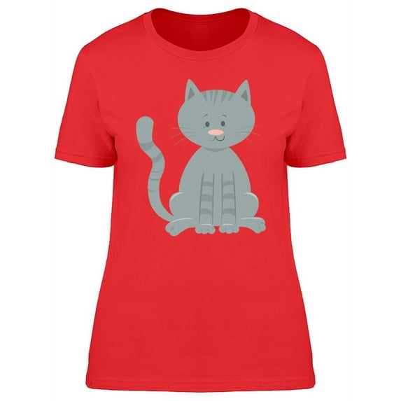 Cool Gray Kitten Cartoon T-Shirt Women -Image by Shutterstock, Female Large