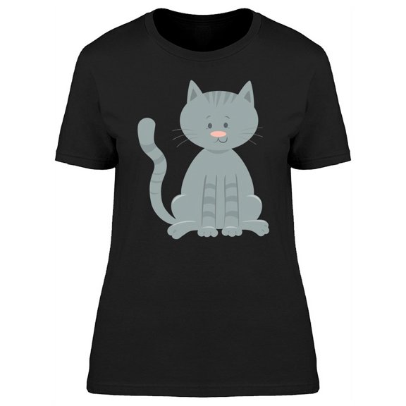 Cool Gray Kitten Cartoon T-Shirt Women -Image by Shutterstock, Female Medium