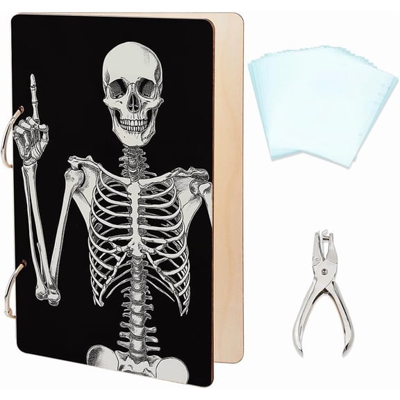 Cool Greeting Card Organizer Humour Card Keeper Storage Birthday Cards Holder Wooden Keeper Binder Photo Album 2-Rings Cover with Punch and 20pcs Inner Pockets Beige