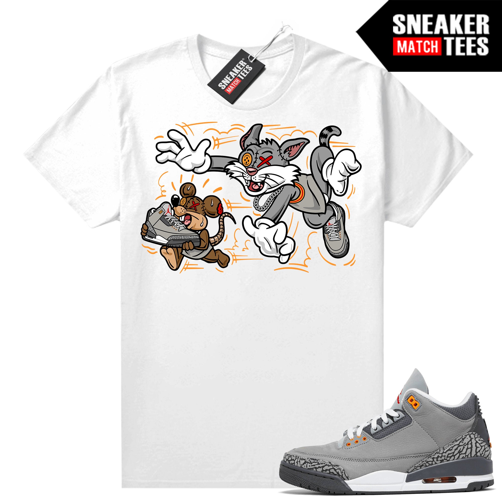 Cool Grey 3s to match Sneaker Match Tees White "Finessed"