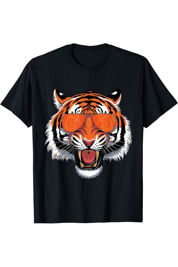 Cool Growling Bengal Tiger with Sunglasses T-Shirt, Unisex T-Shirt