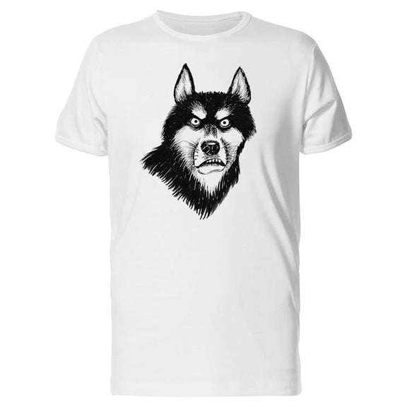 Cool Grunge Angry Husky Sketch T-Shirt Men -Image by Shutterstock, Male Small