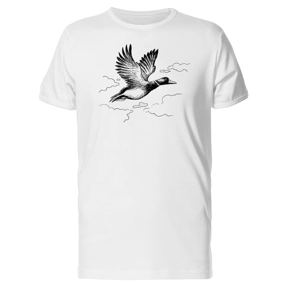 Cool Grunge Duck Flying Sketch T-Shirt Men -Image by Shutterstock, Male Small