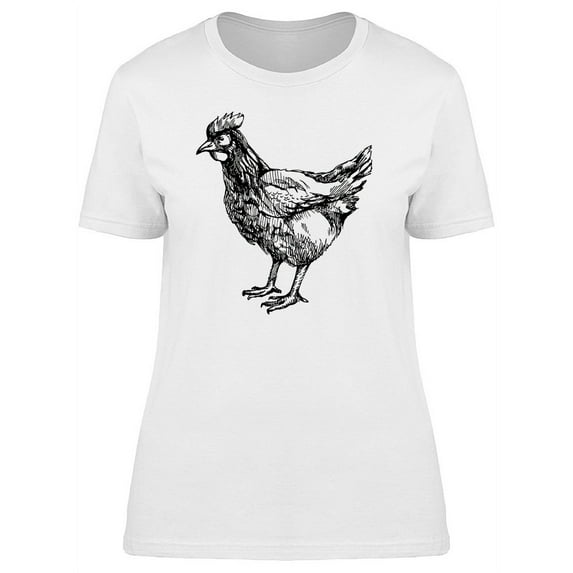 Cool Grunge Hen Sketch T-Shirt Women -Image by Shutterstock, Female Large