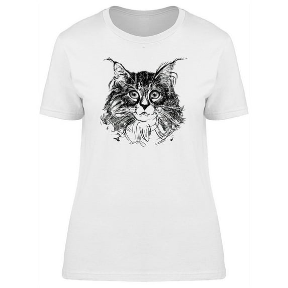 Cool Grunge Kitten Sketch T-Shirt Women -Image by Shutterstock, Female Small