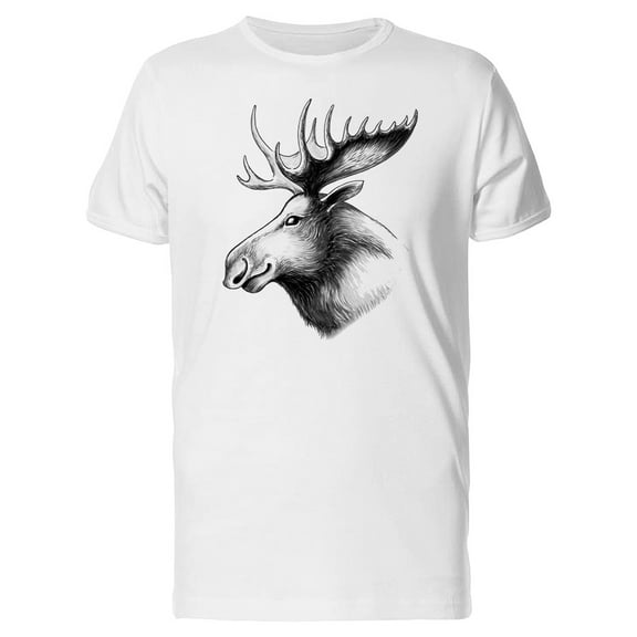 Cool Grunge Moose Sketch T-Shirt Men -Image by Shutterstock, Male x-Large