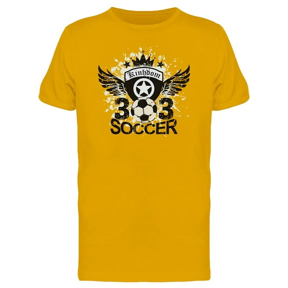 Cool Grunge Soccer Ball Shield T-Shirt Men -Image by Shutterstock, Male 3X-Large