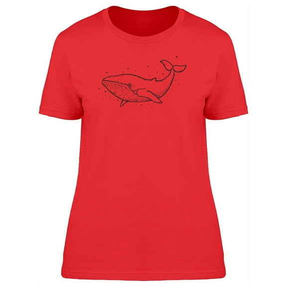 Cool Grunge Whale Sketch T-Shirt Women -Image by Shutterstock, Female Small