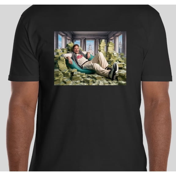 Cool Guy Laying On Stack Of Money Graphic T shirt Shirt