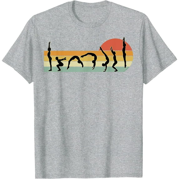 Cool Gymnasts Retro Sunset Girls Gymnastics Softstyle Unisex T-Shirt,Sport Grey Color,Size YM