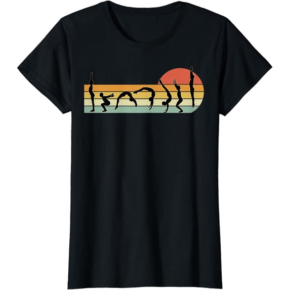 Cool Gymnasts Retro Sunset Girls Gymnastics T-Shirt