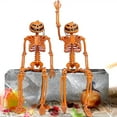 Cool Halloween Decor 2pcs Posable Full Body Thanksgiving Pumpkin Head