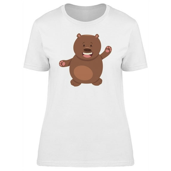 Cool Happy Brown Bear Doodle T-Shirt Women -Image by Shutterstock, Female x-Large