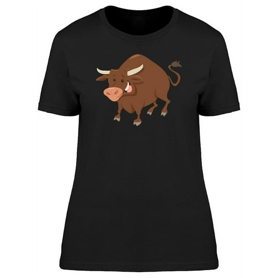 Cool Happy Bull Cartoon T-Shirt Women -Image by Shutterstock, Female x-Large