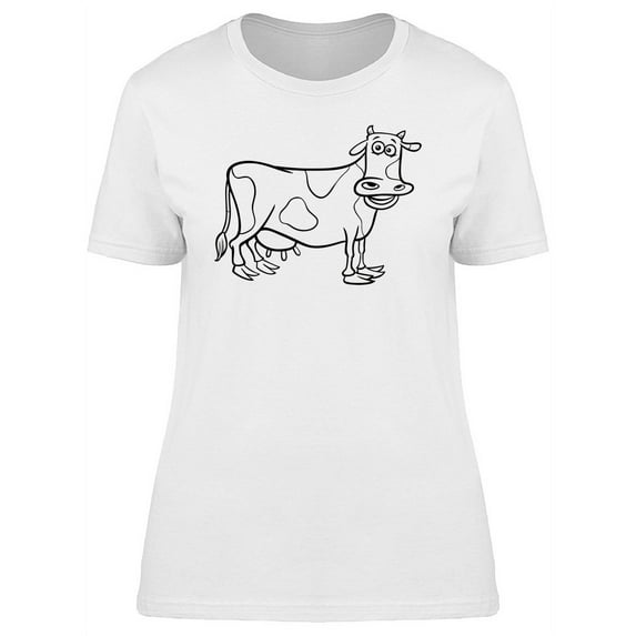 Cool Happy Cow Cartoon T-Shirt Women -Image by Shutterstock, Female Large