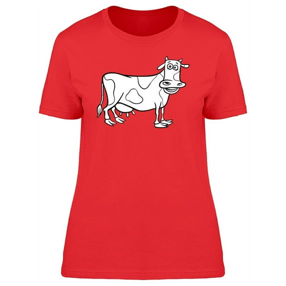 Cool Happy Cow Cartoon T-Shirt Women -Image by Shutterstock, Female Medium