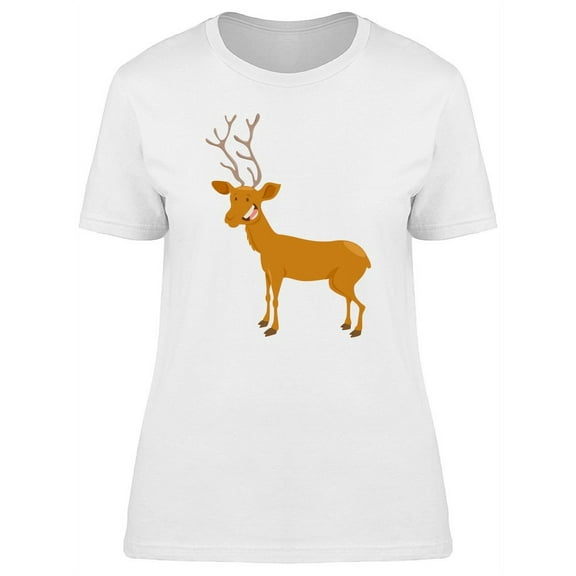 Cool Happy Deer Cartoon T-Shirt Women -Image by Shutterstock, Female Small