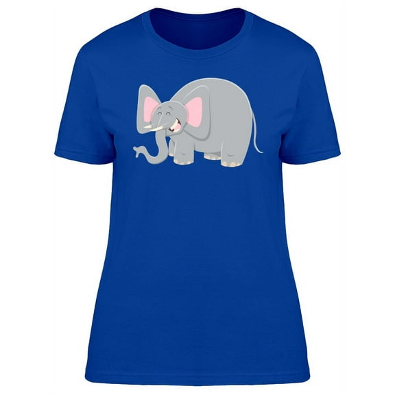 Cool Happy Elephant Cartoon T-Shirt Women -Image by Shutterstock, Female Medium