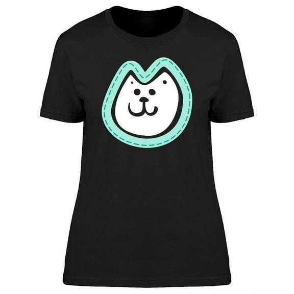 Cool Happy Kitten Face Doodle T-Shirt Women -Image by Shutterstock, Female Small