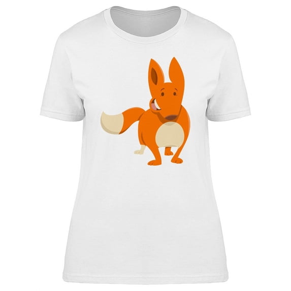 Cool Happy Orange Fox Cartoon T-Shirt Women -Image by Shutterstock, Female XX-Large