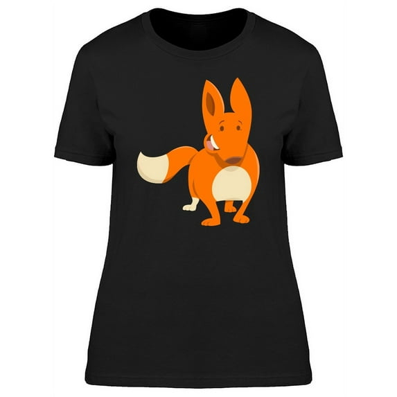 Cool Happy Orange Fox Cartoon T-Shirt Women -Image by Shutterstock, Female x-Large