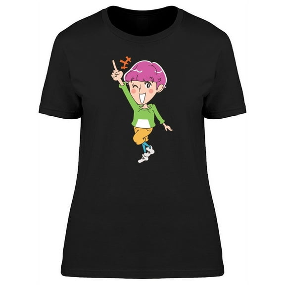 Cool Happy Person With Pink Hair T-Shirt Women -Image by Shutterstock, Female Large