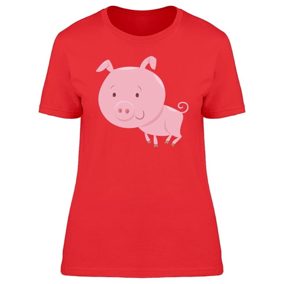 Cool Happy Pig Cartoon T-Shirt Women -Image by Shutterstock, Female Large