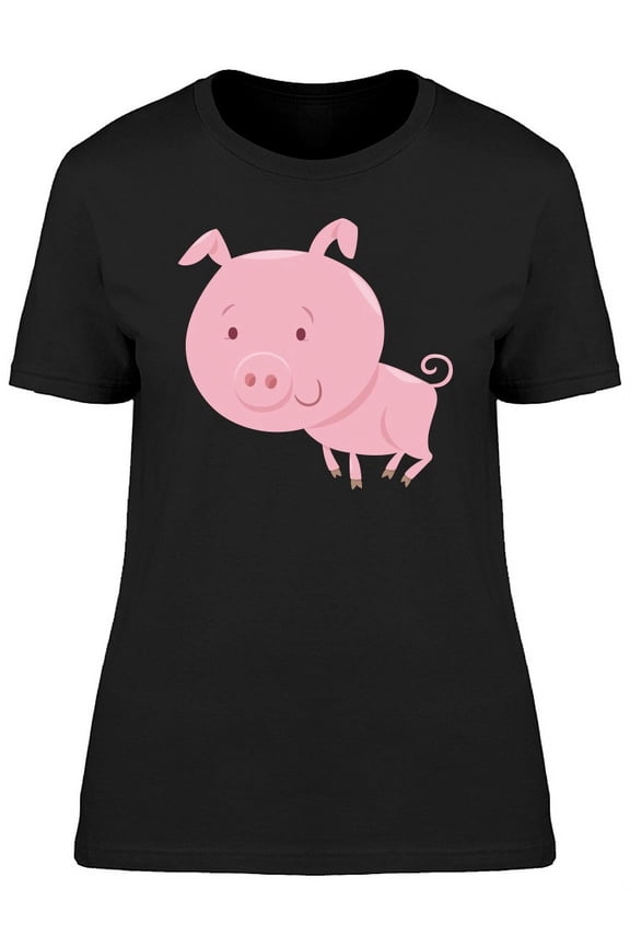 Cool Happy Pig Cartoon T-Shirt Women -Image by Shutterstock, Female Small