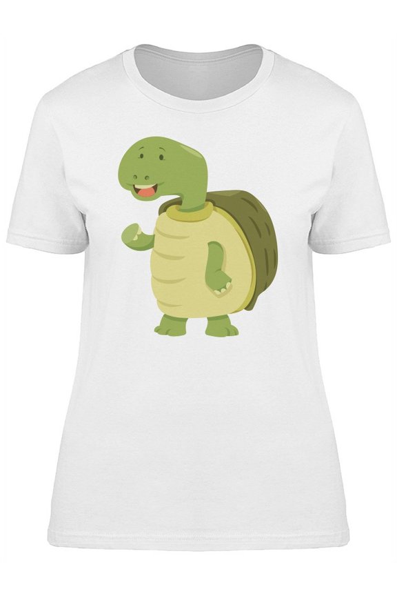 Cool Happy Turtle Cartoon T-Shirt Women -Image by Shutterstock, Female Medium