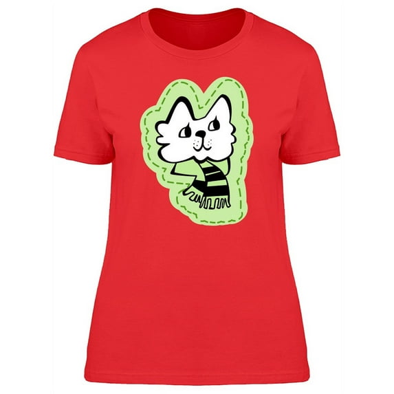 Cool Happy Winter Cat Doodle T-Shirt Women -Image by Shutterstock, Female Large