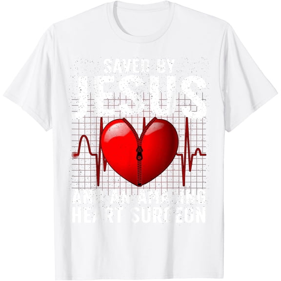 Cool Heart Surgery For Men Women Heart Cardiac Rehab Jesus T-ShirtMen and women, White T-shirt, size: Extra large