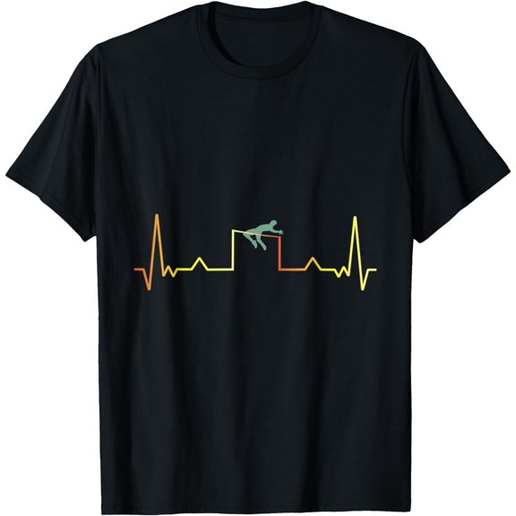 Cool Heartbeat Track And Field Athlete Jumping High Jump T-Shirt