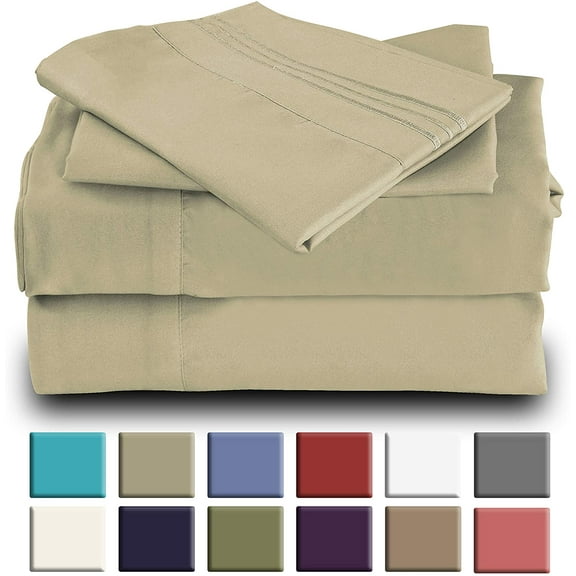 Cool Home Goods Rayon Made From Bamboo Sheets Set -Deep Pockets-Available in Queen,King,Full,California King,Twin,Twin XL-Wrinkle Free-Ultrasoft-5 Pieces, Split King Size, Beige