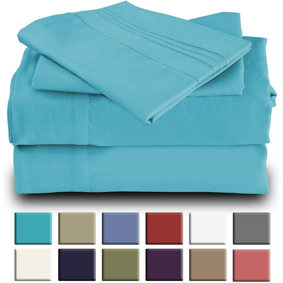 Cool Home Goods Rayon Made From Bamboo Sheets Set -Deep Pockets-Available in Queen,King,Full,California King,Twin,Twin XL-Wrinkle Free-Ultrasoft-5 Pieces, Split King Size, Aqua