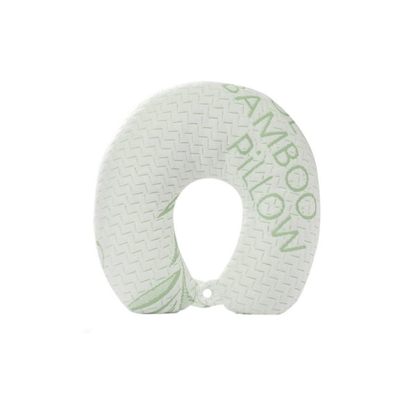Cool Home Goods U Shaped Bamboo Neck Pillow Travel Head Support Cushion, Soft, Washable, Removable,White