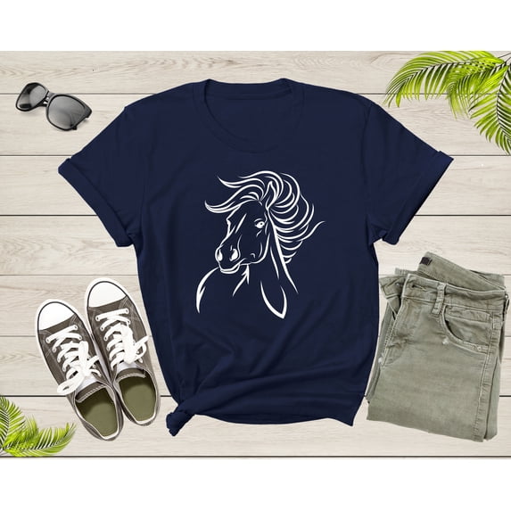Cool Horse Pony Lover Gift Shirt For Men Women Kids Girls Boys Aesthetic Horse Lover Gift Ideas Tshirt Graphic Horse Head Silhouette T-shirt