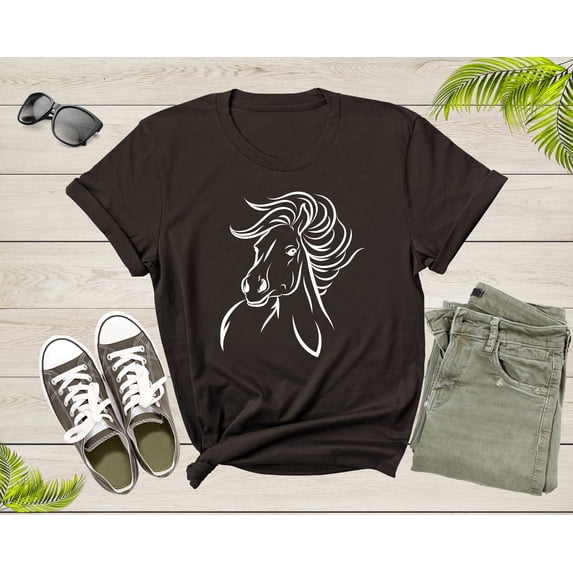 Cool Horse Pony Lover Gift Shirt For Men Women Kids Girls Boys Aesthetic Horse Lover Gift Ideas Tshirt Graphic Horse Head Silhouette T-shirt