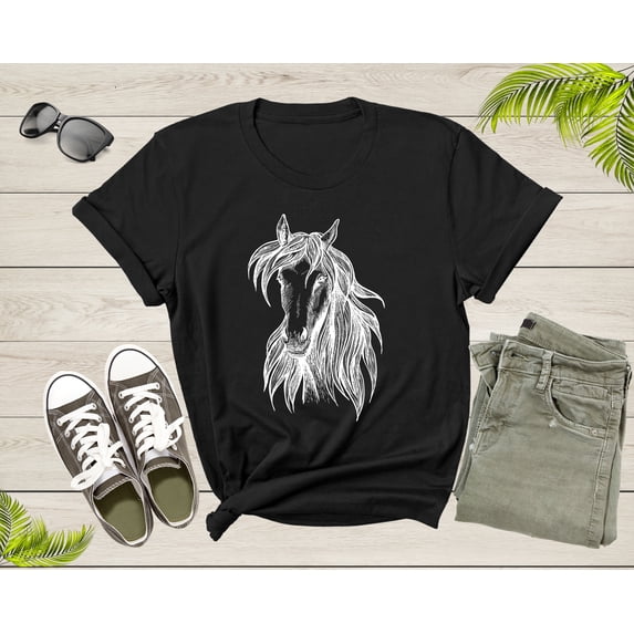 Cool Horse Pony Lover Gift Shirt For Men Women Kids Girls Boys Aesthetic Horse Lover Gift Ideas Tshirt Graphic Horse Head Silhouette T-shirt