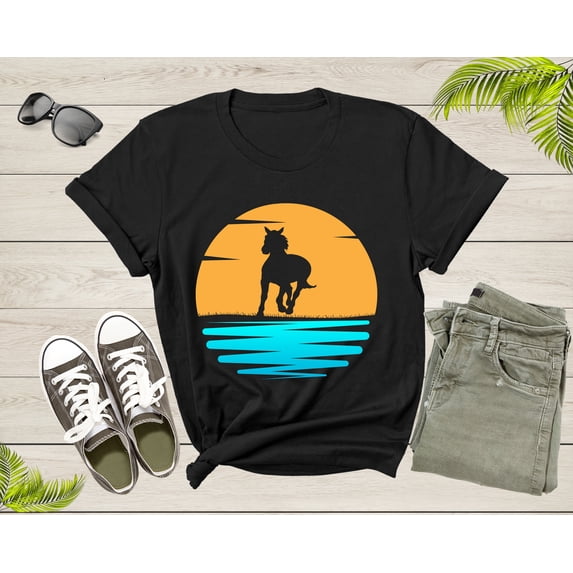 Cool Horse Pony Lover Gift Shirt For Men Women Kids Girls Boys Aesthetic Horse Lover Gift Tshirt Graphic Horse Sunset Silhouette T-shirt