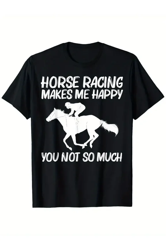 Cool Horse Racing Art For Men Women Horseback Riding Jockey T-Shirt, Summer casual and comfortable T-shirt, fashionable round neck short sleeves, comfortable and versatile