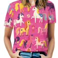 thumbnail image 1 of Cool Horse T-Shirt O Neck Retro Print Big Size T-Shirts Short Sleeve Tees Womens Pretty Design, 1 of 5