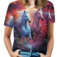 thumbnail image 1 of Cool Horse T-Shirt O Neck Retro Print Big Size T-Shirts Short Sleeve Tees Womens Pretty Design, 1 of 5