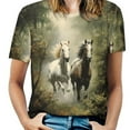 thumbnail image 1 of Cool Horse T-Shirt O Neck Retro Print Big Size T-Shirts Short Sleeve Tees Womens Pretty Design, 1 of 5