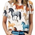 thumbnail image 1 of Cool Horse T Shirts Basic T-Shirt Short Sleeve Ladies Tee Shirt Summer Graphic Clothing, 1 of 5